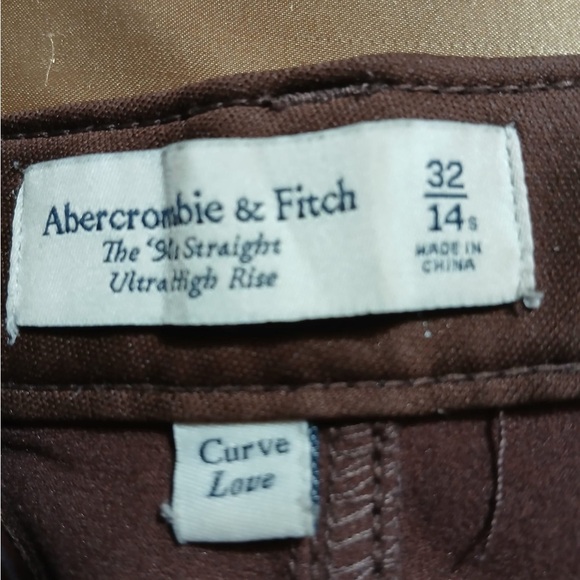 Abercrombie & Fitch Curve Leather 90s Straight Pants-Ultra High Rise Size 32/14 - Picture 9 of 16